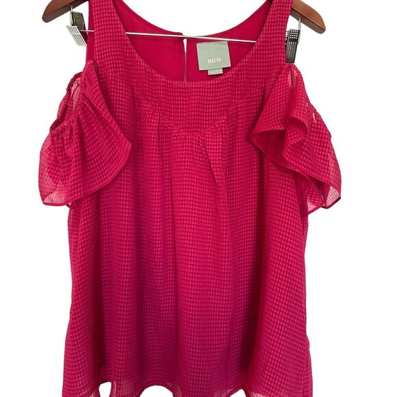 Anthropologie Maeve Baby Doll Ophiela Pink Red Raspberry Blouse US 14 - Picture 1 of 9